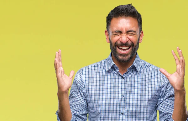 Homem Hispânico Adulto Sobre Fundo Isolado Celebrando Louco Louco Para — Fotografia de Stock