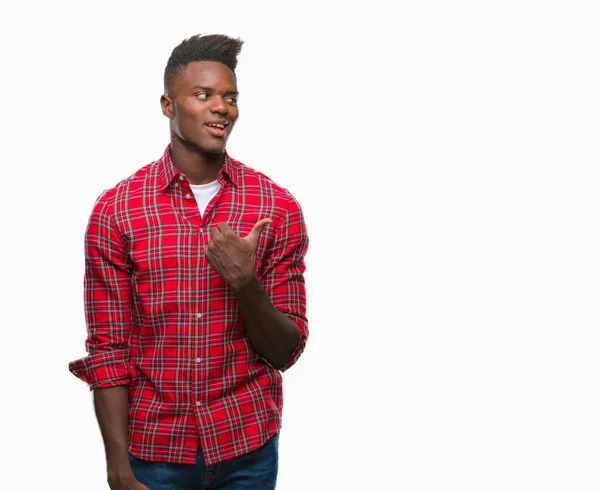 Young African American Man Isolated Background Smiling Happy Face Looking — Stock Photo, Image