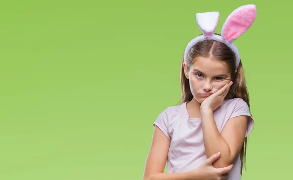 Joven Hermosa Chica Con Orejas Conejito Pascua Sobre Fondo Aislado —  Fotos de Stock