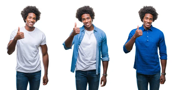 Collage Van Afro Amerikaanse Jongeman Shirtless Zakenman Geïsoleerde Achtergrond Gelukkig — Stockfoto