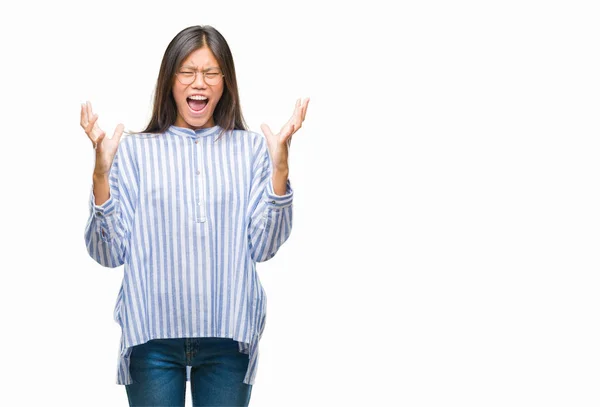 Mujer Asiática Joven Sobre Fondo Aislado Loco Loco Gritando Gritando — Foto de Stock