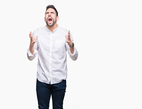 Joven Hombre Negocios Sobre Fondo Aislado Loco Loco Gritando Gritando — Foto de Stock