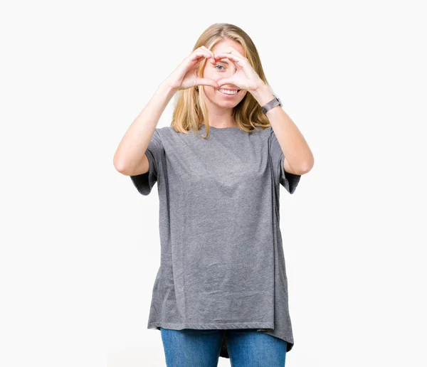 Beautiful Young Woman Wearing Oversize Casual Shirt Isolated Background Doing — Stock Photo, Image