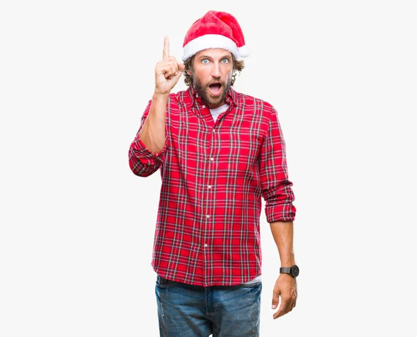 Handsome Hispanic Man Model Wearing Santa Claus Christmas Isolated Background — Stock Photo, Image