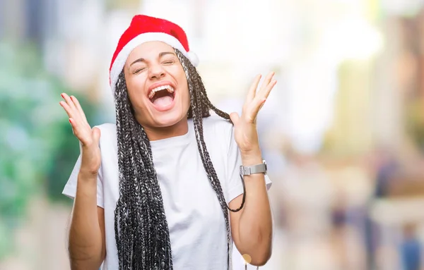 Mladí Vlasy Africká Americká Dívka Nosí Vánoční Čepice Pletená Izolované — Stock fotografie
