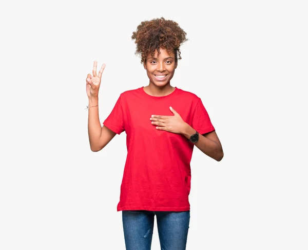 Linda Jovem Afro Americana Sobre Fundo Isolado Jurando Com Mão — Fotografia de Stock