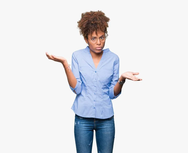 Linda Jovem Mulher Negócios Afro Americana Sobre Fundo Isolado Expressão — Fotografia de Stock