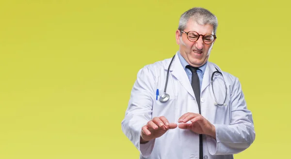 Handsome Senior Doctor Man Isolated Background Disgusted Expression Displeased Fearful — Stock Photo, Image