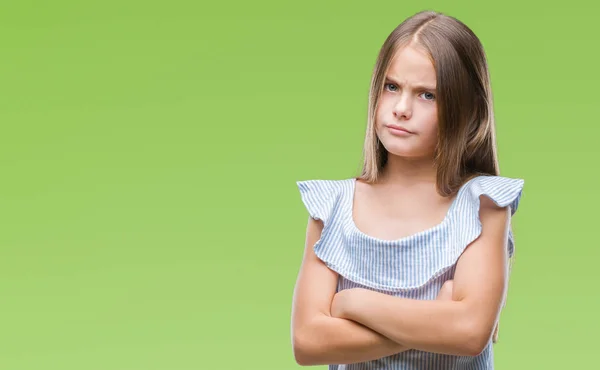 Menina Bonita Jovem Sobre Fundo Isolado Cético Nervoso Desaprovando Expressão — Fotografia de Stock