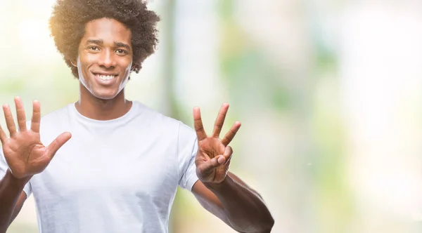 Afroamerikanischer Mann Über Isoliertem Hintergrund Der Mit Finger Nummer Acht — Stockfoto