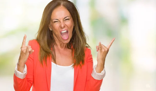 Beautiful Middle Age Business Adult Woman Isolated Background Shouting Crazy — Stock Photo, Image