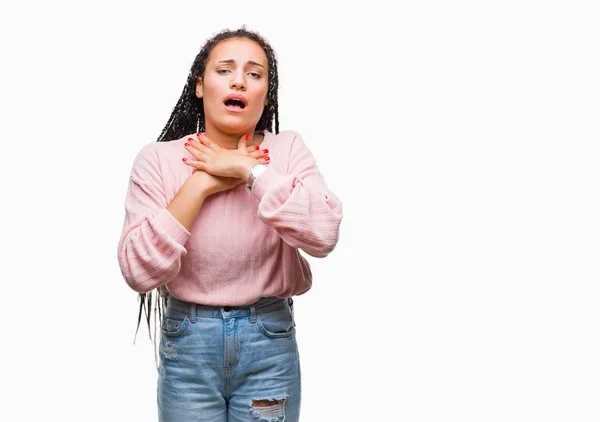 Junge Geflochtene Haare Afrikanisch Amerikanische Mädchen Trägt Pullover Über Isolierten — Stockfoto