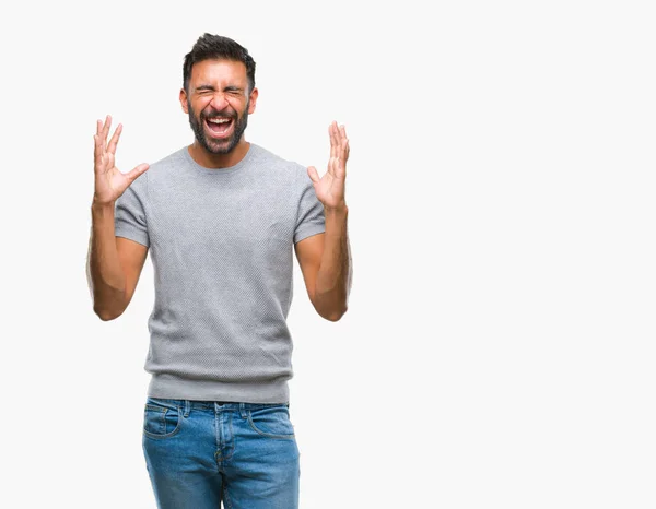 Homem Hispânico Adulto Sobre Fundo Isolado Celebrando Louco Louco Para — Fotografia de Stock