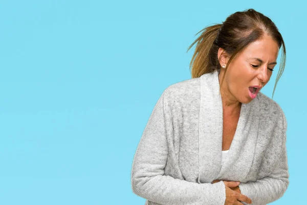 Bella Donna Adulta Mezza Età Che Indossa Maglione Invernale Sfondo — Foto Stock