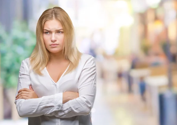 Jonge Kaukasische Vrouw Geïsoleerde Achtergrond Scepticus Nerveus Afkeurende Uitdrukking Het — Stockfoto