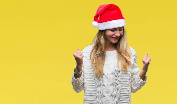 Junge Schöne Blonde Frau Mit Weihnachtsmütze Über Isoliertem Hintergrund Sehr — Stockfoto