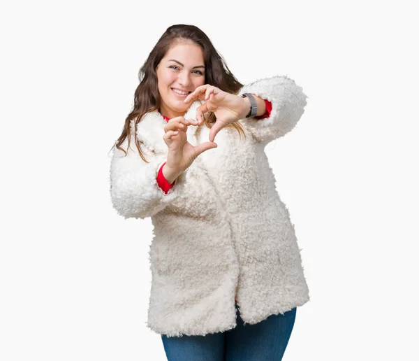 Hermosa Mujer Joven Tamaño Grande Con Abrigo Oveja Invierno Sobre —  Fotos de Stock