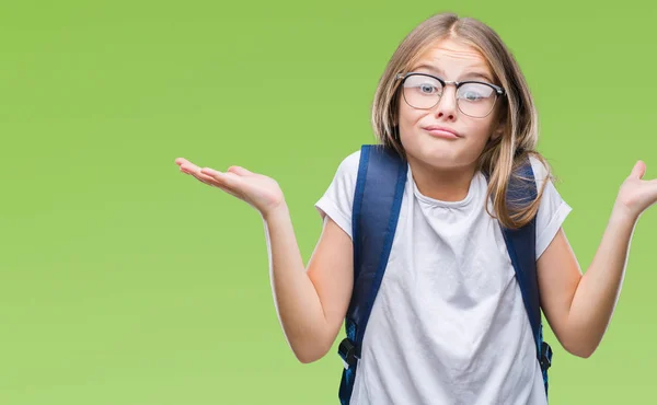 Joven Hermosa Chica Estudiante Inteligente Con Mochila Sobre Fondo Aislado —  Fotos de Stock