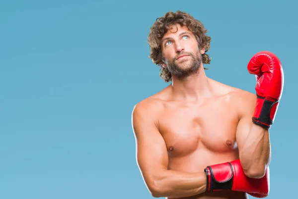 Stilig Spansktalande Boxare Man Klädd Boxningshandskar Över Isolerade Bakgrund — Stockfoto