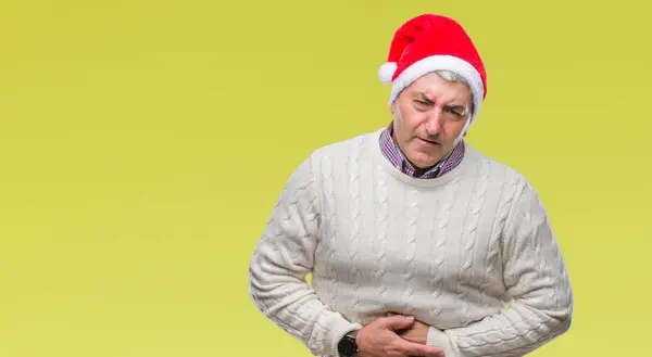 Bonito Homem Idoso Usando Chapéu Natal Sobre Fundo Isolado Com — Fotografia de Stock