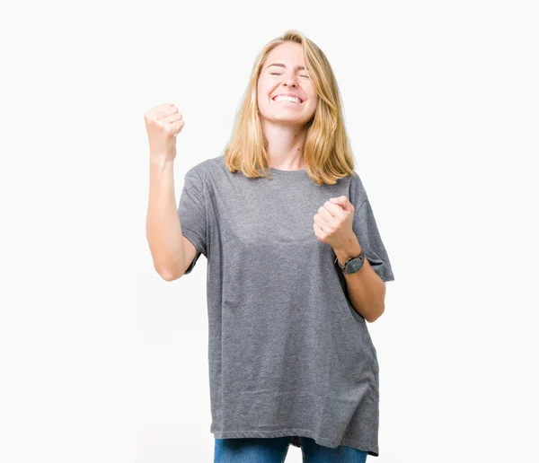 Bella Giovane Donna Indossa Oversize Casual Shirt Sfondo Isolato Molto — Foto Stock