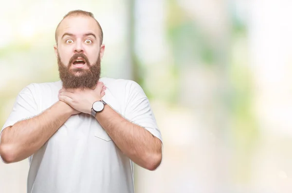 Young Caucasian Hipster Man Wearing Casual Shirt Isolated Background Shouting — Stock Photo, Image