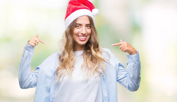 Mooie Jonge Blonde Vrouw Met Kerst Hoed Geïsoleerde Achtergrond Zoek — Stockfoto