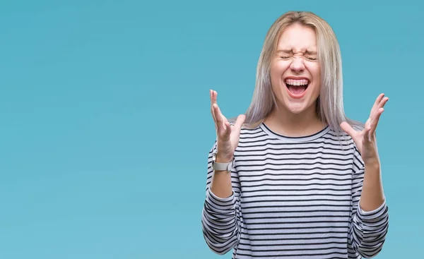 Giovane Donna Bionda Sfondo Isolato Che Celebra Pazzo Pazzo Successo — Foto Stock