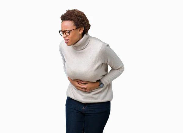 Young Beautiful African American Woman Wearing Glasses Isolated Background Hand — Stock Photo, Image