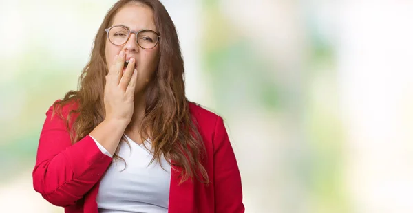 Hermosa Mujer Negocios Más Tamaño Joven Usando Chaqueta Elegante Gafas — Foto de Stock