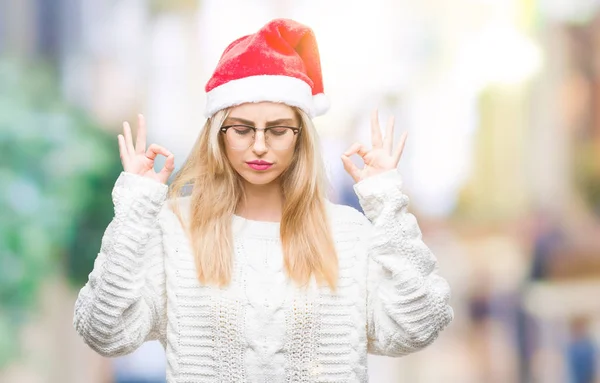 Giovane Bella Donna Bionda Che Indossa Cappello Natale Sfondo Isolato — Foto Stock