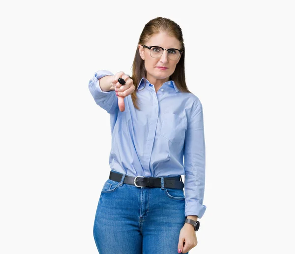 Schöne Reife Geschäftsfrau Mittleren Alters Die Eine Brille Über Isoliertem — Stockfoto