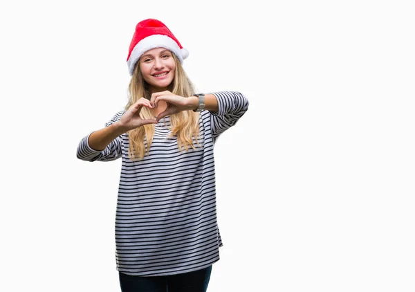 Young Beautiful Blonde Woman Wearing Christmas Hat Isolated Background Smiling — Stock Photo, Image