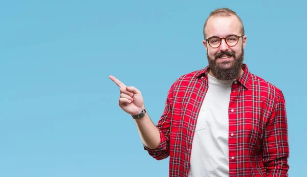 Jeune Homme Hipster Caucasien Portant Des Lunettes Sur Fond Isolé — Photo