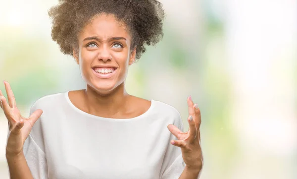 Young Afro American Woman Isolated Background Crazy Mad Shouting Yelling — Stock Photo, Image