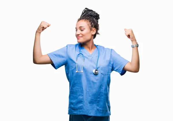 Young Braided Hair African American Girl Professional Surgeon Isolated Background — Stock Photo, Image