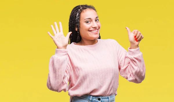 Junge Geflochtene Haare Afrikanisches Amerikanisches Mädchen Trägt Pullover Über Isoliertem — Stockfoto