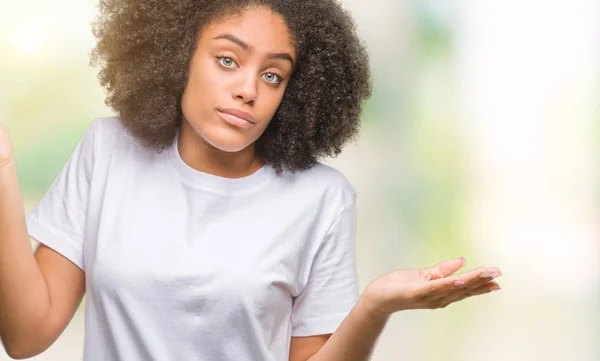 Jeune Femme Afro Américaine Sur Fond Isolé Expression Désemparée Confuse — Photo