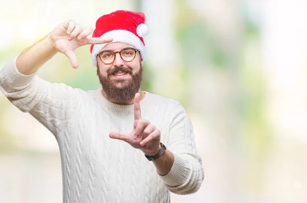 Jeune Homme Caucasien Portant Chapeau Noël Des Lunettes Sur Fond — Photo