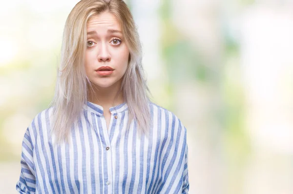 Young Blonde Woman Isolated Background Depressed Worry Distress Crying Angry — Stock Photo, Image