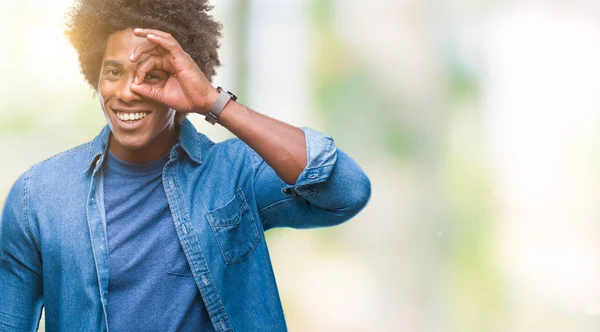 Afro Amerikansk Man Över Isolerade Bakgrund Gör Gest Med Handen — Stockfoto