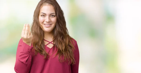 Mulher Bonita Size Jovem Sobre Fundo Isolado Fazendo Gesto Italiano — Fotografia de Stock