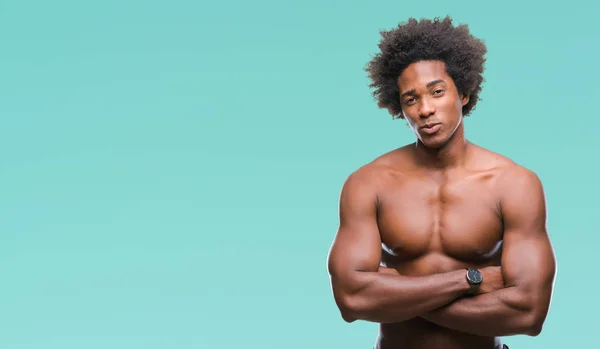 Uomo Afro Americano Senza Maglietta Che Mostra Corpo Nudo Sfondo — Foto Stock