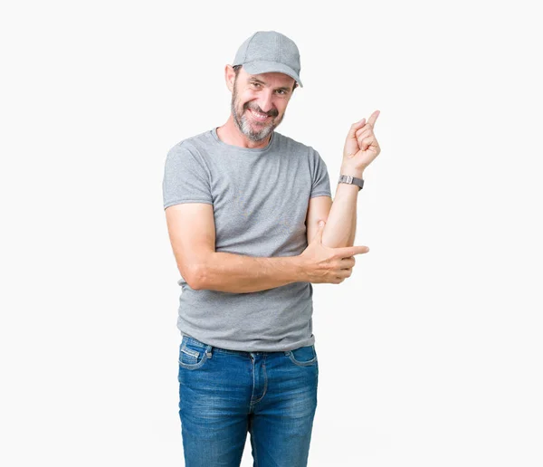 Handsome Middle Age Hoary Senior Man Wearing Sport Cap Isolated — Stock Photo, Image