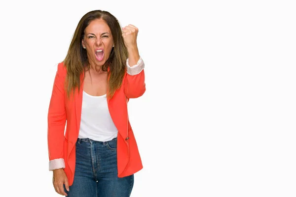 Beautiful Middle Age Business Adult Woman Isolated Background Angry Mad — Stock Photo, Image