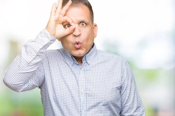 Middle Age Arab Business Man Isolated Background Doing Gesture Shocked — Stock Photo, Image