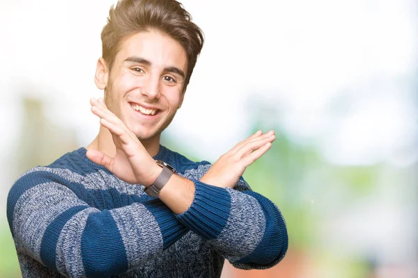 Young Handsome Man Isolated Background Rejection Expression Crossing Arms Doing — Stock Photo, Image
