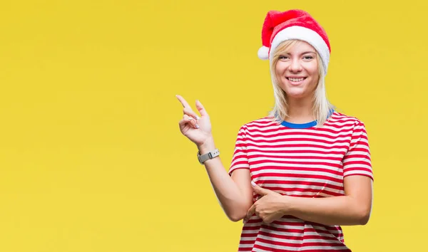 Junge Schöne Blonde Frau Trägt Weihnachtsmütze Über Isoliertem Hintergrund Mit — Stockfoto