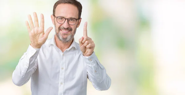 Bonito Homem Negócios Sênior Meia Idade Elegante Usando Óculos Sobre — Fotografia de Stock