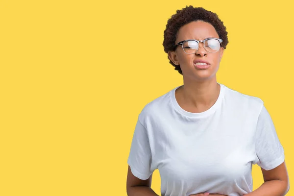 Linda Jovem Afro Americana Vestindo Óculos Sobre Fundo Isolado Com — Fotografia de Stock